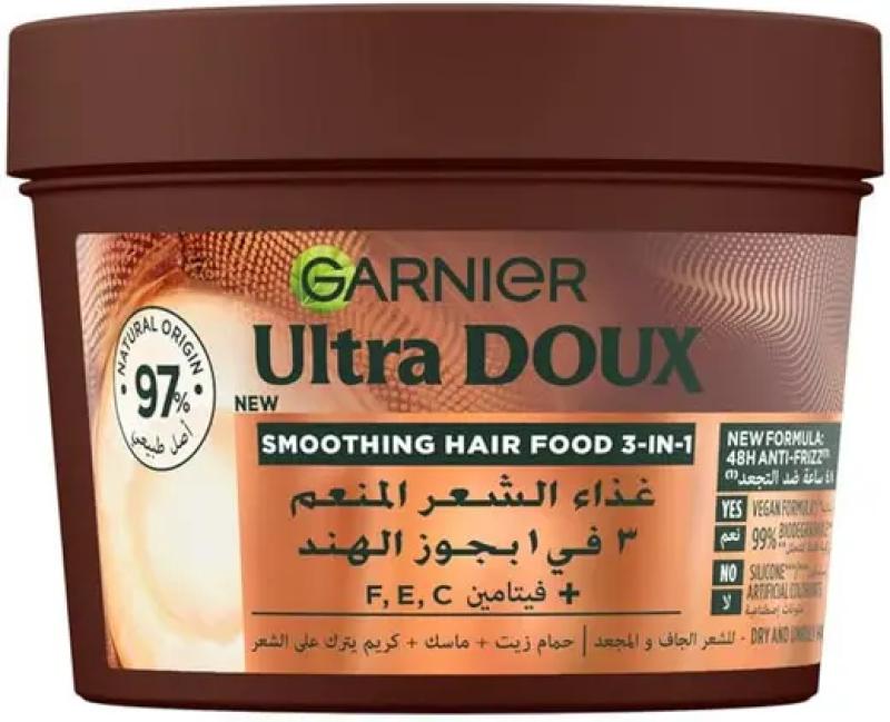 غارنييه الترا دوكس مغذي الشعر 3 في 1 بخلاصة جوز الهند لتنعيم الشعر المجعد، 390 مليلتر