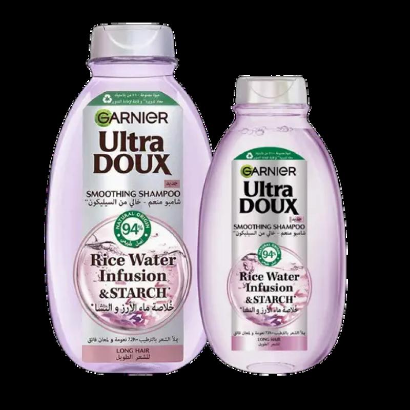 Garnier Ultra Doux Rice Water Smoothing Shampoo, 600ml + 400ml