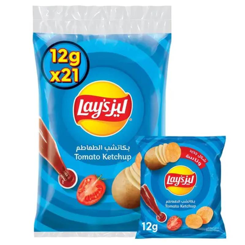 ليز شيبس بطعم الكاتشب، 12 جم × 21 حبة