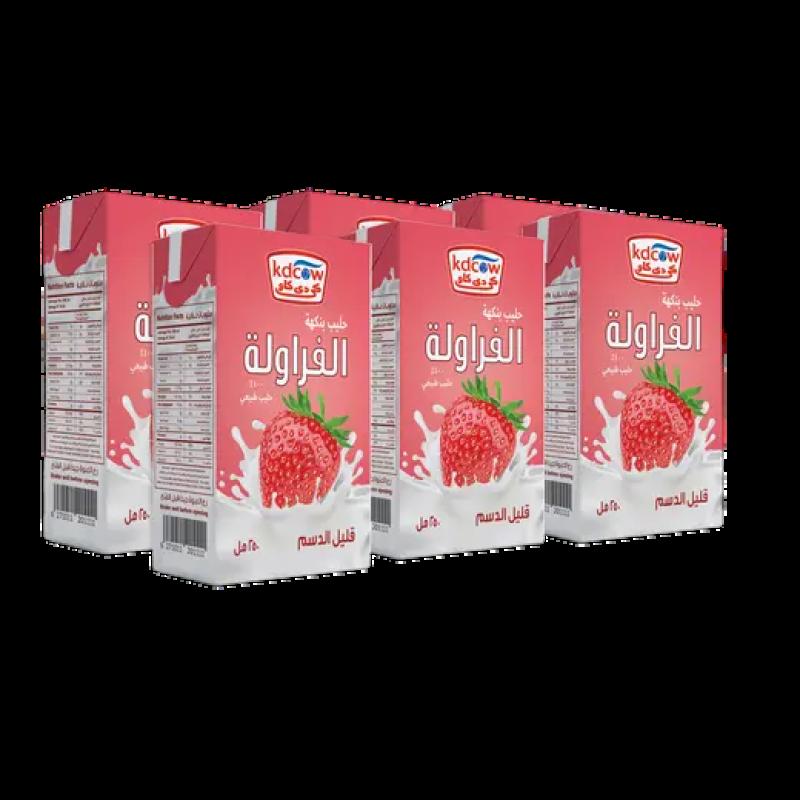 كي دي كاو حليب بالفراولة طويل الأمد 250 مل × 6 حبة