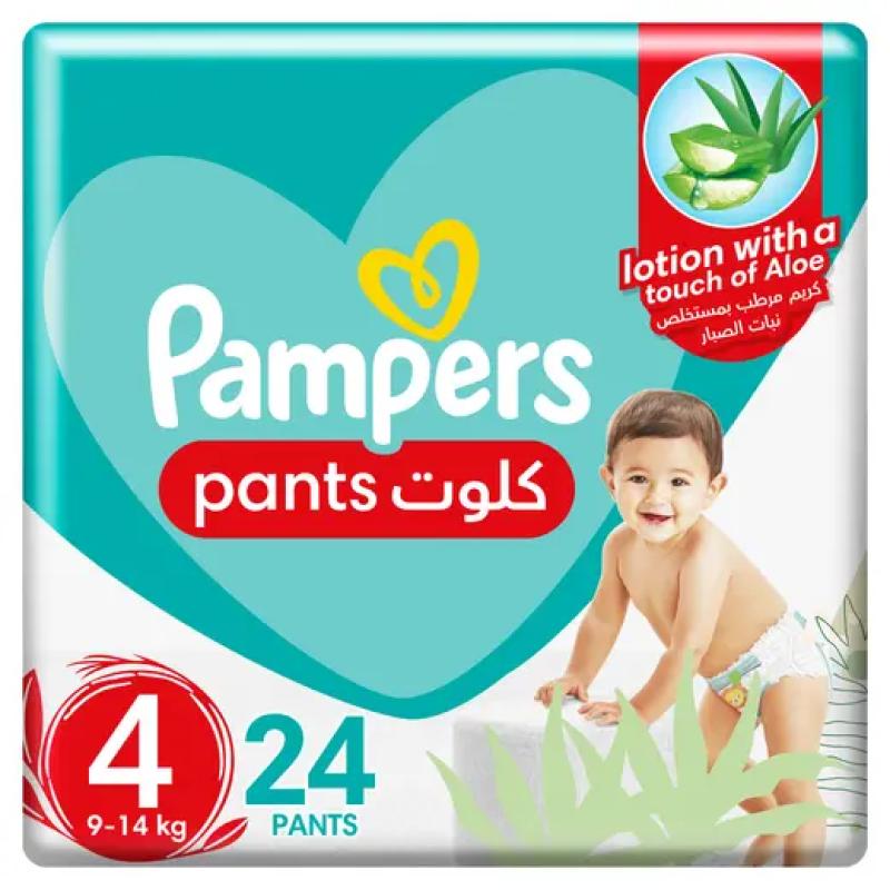 بامبرز حفاضات بيبي دراي كلوت مقاس 4 9-14 كجم بجوانب قابلة للتمدد لملاءمة أفضل 24 قطعة